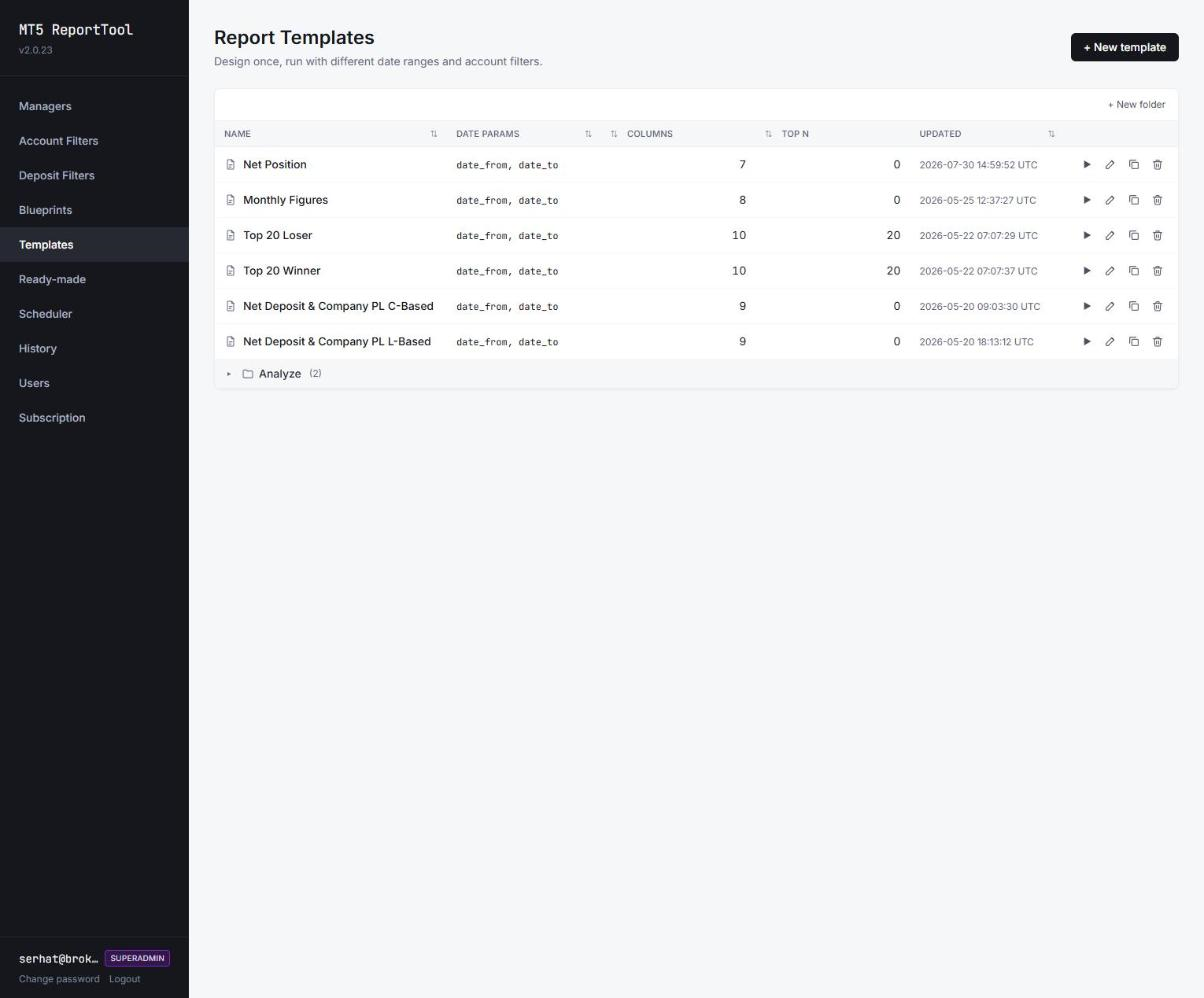 ReportTool report templates list
